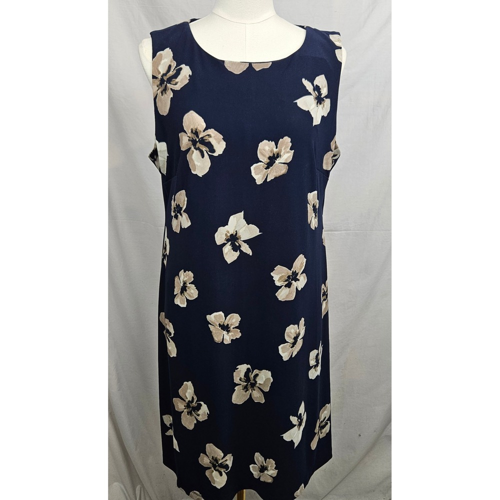 Tommy Hilfiger Navy Floral Sleeveless Sheath Dress‎ Women's Sz 14 Classic Career